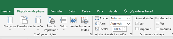 Disposición de página Excel