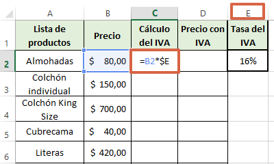 Cómo calcular el IVA en Excel de forma automática paso 3