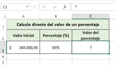 Cómo calcular el valor de un porcentaje en Excel de forma directa paso 1