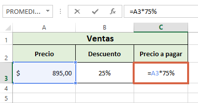 Cómo restar porcentajes en Excel utilizando descuentos paso 3