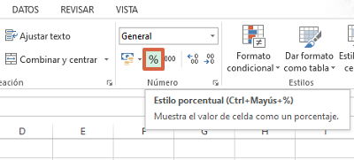 Cómo sacar porcentaje en Excel de forma directa paso 2
