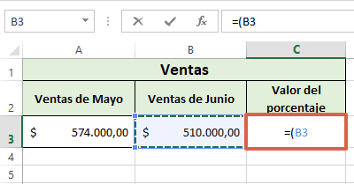 Cómo sacar porcentaje en Excel entre dos resultados paso 3