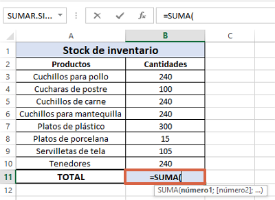 Cómo sumar celdas intercaladas en Excel paso 1