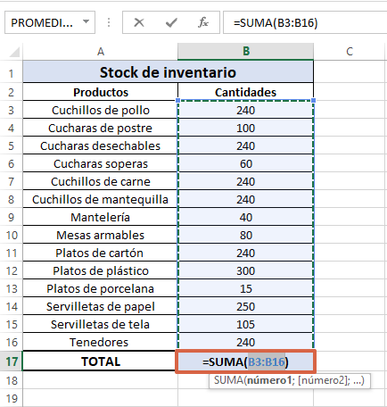 Cómo sumar en Excel utilizando la Autosuma paso 3