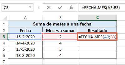 Cómo sumar meses a una fecha en Excel paso 2