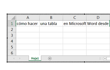 Cómo hacer o crear una tabla en Microsoft Word desde Excel paso 2