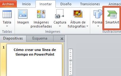 Cómo hacer una linea de tiempo en PowerPoint con SmartArt paso 2