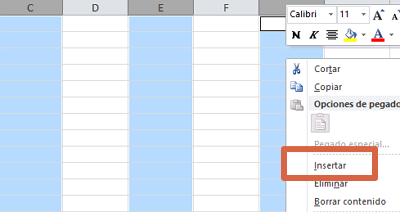 Cómo insertar varias columnas en Excel