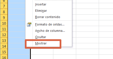 Cómo mostrar columnas en Excel