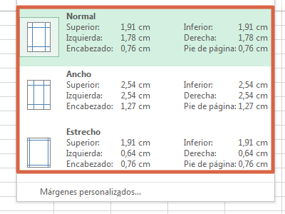 Configurar una hoja de Excel para imprimir establecer los márgenes paso 2
