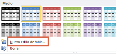 Crear nuevo estilo de tabla en Excel paso 2
