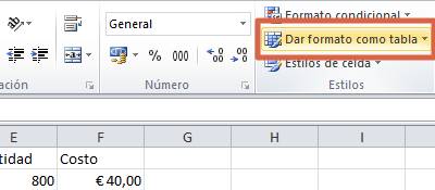 Crear una tabla con datos ingresados en Excel paso 1