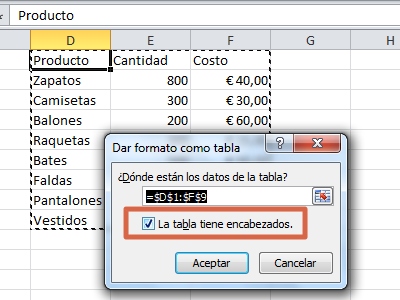 Crear una tabla con datos ingresados en Excel paso 3