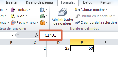 Fórmula sencilla para multiplicar celdas en Excel