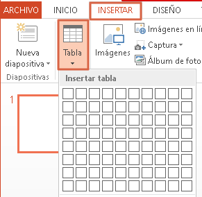Insertar tabla en una diapositiva de PowerPoint paso 1