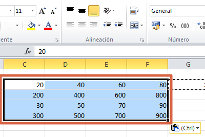 Multiplicar rango de celdas por un mismo valor con opciones de pegado en Excel paso 5
