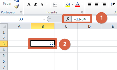 Resta simple en Excel