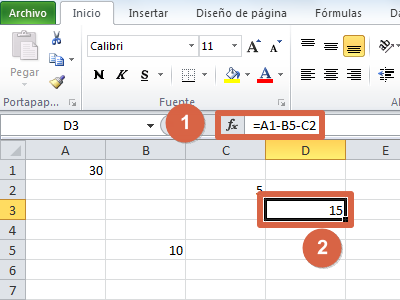 Restar distintas celdas en Excel