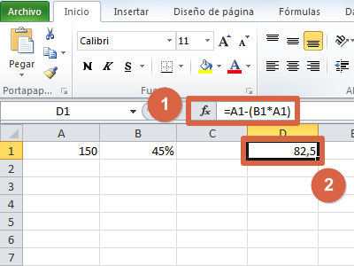 Restar porcentaje en Excel